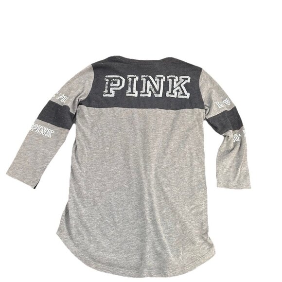 Victorias Secret Pink Bling Quartet Sleeve Top Womens Small Gray - Picture 1 of 3